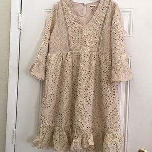 Eyelet Cream Dress